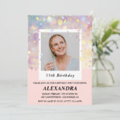 Invitations rose 55e anniversaire Confetti Photo (Debout devant)
