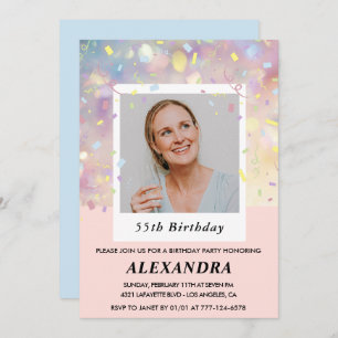 Invitations rose 55e anniversaire Confetti Photo