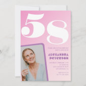 Invitations rose 58e anniversaire Retro Photo (Devant)