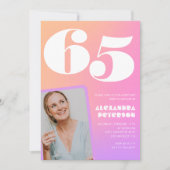 Invitations rose 65e anniversaire pour sa Retro Ph (Devant)