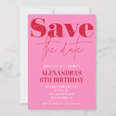 Invitations rose 6e anniversaire Save date Chic (Devant)