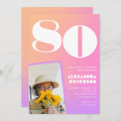 Invitations rose 80e anniversaire pour sa Retro Ph (Devant / Derrière)