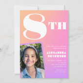 Invitations rose 8e anniversaire Colorful Photo (Devant)