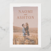 Invitations rose Gold et Photo Mariage Foil (Recto)