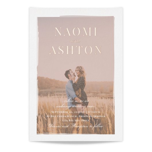 Invitations rose Gold et Photo Mariage Foil