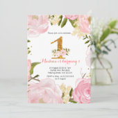 Invitations Rose or floral rose 1er anniversaire (Debout devant)