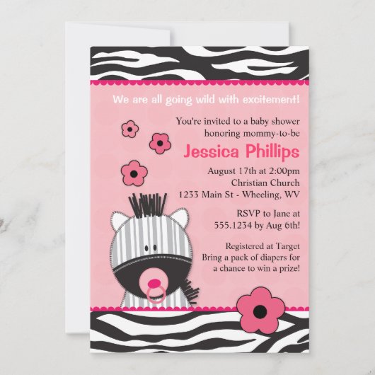 Invitations roses adorables de baby shower de (Devant)