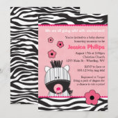 Invitations roses adorables de baby shower de (Devant / Derrière)