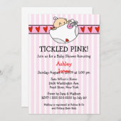 Invitations roses chatouillées de douche de bébé (Devant / Derrière)