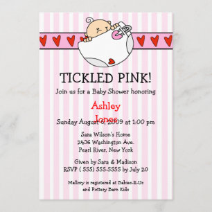 Invitations roses chatouillées de douche de bébé