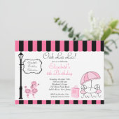 Invitations roses chics de fête d'anniversaire de (Debout devant)