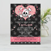 Invitations roses d'anniversaire de crâne (Debout devant)