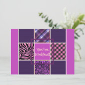 Invitations roses d'anniversaire de mélange (Debout devant)