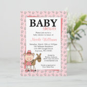 Invitations roses de baby shower de fers à cheval (Debout devant)