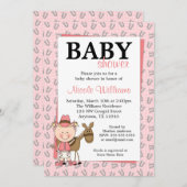 Invitations roses de baby shower de fers à cheval (Devant / Derrière)