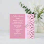 Invitations roses de baby shower de fille de (Debout devant)