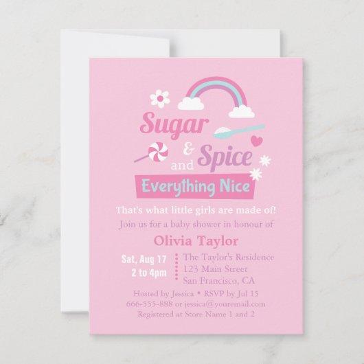 Invitations roses de baby shower de filles de (Devant)