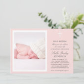 INVITATIONS ROSES DE BAPTÊME DE LA CROIX %PIPE% (Debout devant)