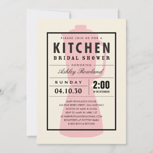 Invitations roses de douche de cuisine de (Devant)