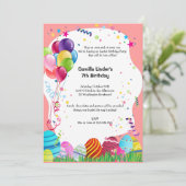 Invitations roses de fête d'anniversaire de (Debout devant)