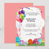 Invitations roses de fête d'anniversaire de (Devant / Derrière)