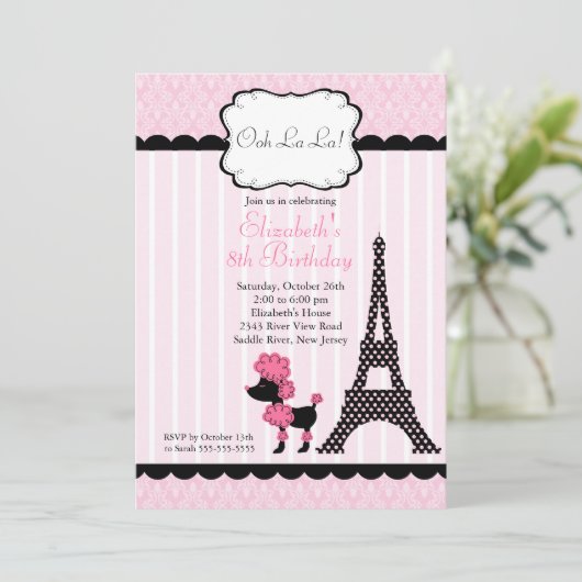 Invitations roses de fête d'anniversaire de (Debout devant)