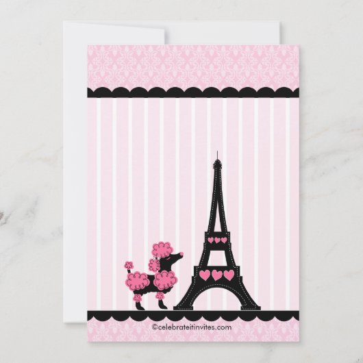 Invitations roses de fête d'anniversaire de (Dos)