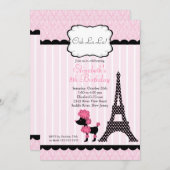 Invitations roses de fête d'anniversaire de (Devant / Derrière)