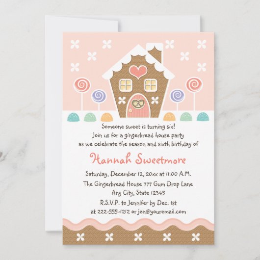 INVITATIONS ROSES DE FÊTE D'ANNIVERSAIRE DE MAISON (Devant)