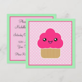 Invitations roses de fête d'anniversaire de petit (Devant / Derrière)