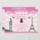 Invitations roses de Fête de la mariée (Devant / Derrière)