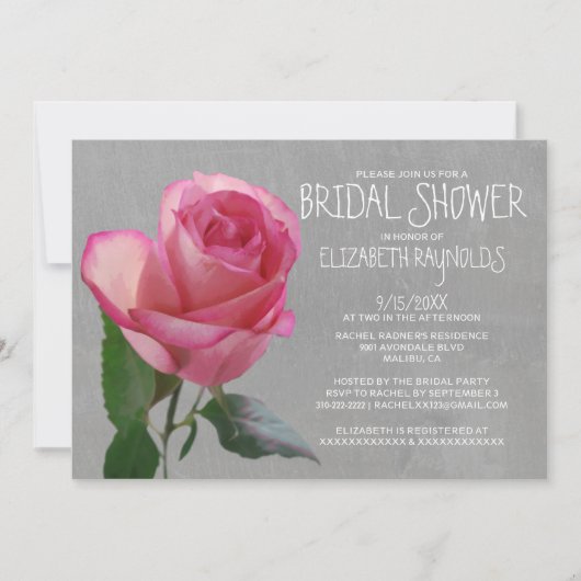 Invitations roses de Fête de la mariée (Devant)