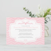Invitations roses de Fête de la mariée de Chevron (Debout devant)