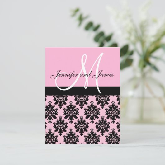 Invitations roses de mariage de monogramme de (Debout devant)