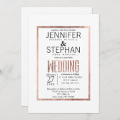 Invitations roses de mariage d'or de Faux chic (Devant / Derrière)