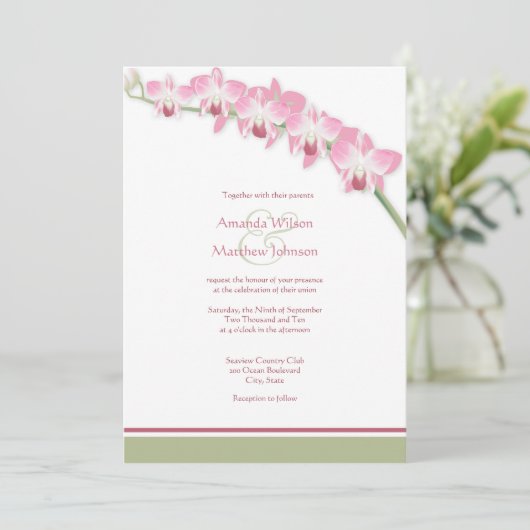 Invitations roses de mariage d'orchidée (Debout devant)