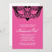 Invitations roses de mascarade (Devant / Derrière)