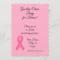 Invitations roses de partie de chimio de ruban "au