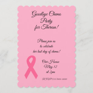 Invitations roses de partie de chimio de ruban "au