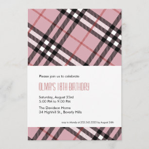 Invitations roses de plaid