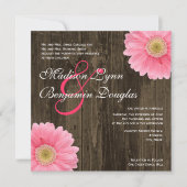 Invitations roses en bois rustiques de mariage de (Devant)