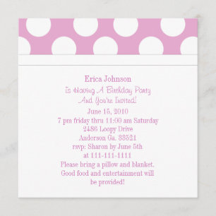 Invitations roses et blanches de partie de point