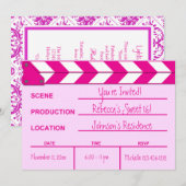 Invitations roses et blancs du bonbon 16 à bardeau (Devant / Derrière)