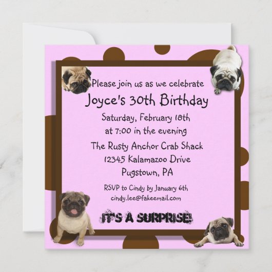 Invitations roses et Brown de carlin (Devant)