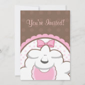 Invitations roses et Brown de moutons de fille de (Dos)