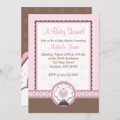 Invitations roses et Brown de moutons de fille de (Devant / Derrière)