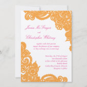 Invitations roses et oranges de mariage de henné (Devant)