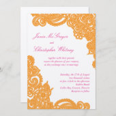 Invitations roses et oranges de mariage de henné (Devant / Derrière)