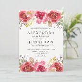 Invitations roses et rouges modernes de mariage (Debout devant)