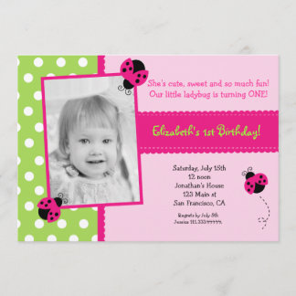 Invitations roses et vertes de fête d'anniversaire